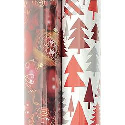 Foto van Kerstmis cadeaupapier - assortiment inpakpapier voor kerst - 6 meter x 70 cm - 2 rollen