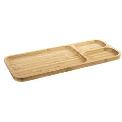Foto van Bamboe houten 3-vaks serveerplank/serveerbord 39 x 16 x 2 cm - serveerplanken