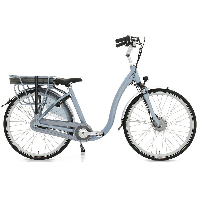 Foto van Vogue elektrische stadsfiets comfort 28 inch 46 cm dames 7v rollerbrake lichtblauw