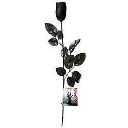 Foto van Halloween accessoires bloemen - zwarte rozen met blaadjes - 53 cm - verkleedattributen