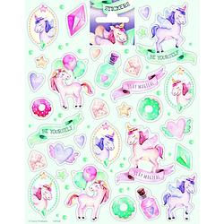 Foto van Funny products stickers unicorn 20 x 15 cm papier groen 35 stuks
