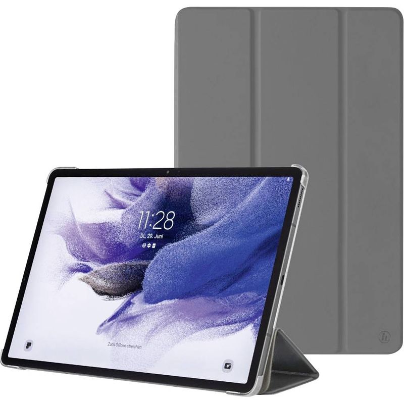 Foto van Hama fold bookcase samsung galaxy tab s7 fe, samsung galaxy tab s7+ grijs model-specifieke tablethoes