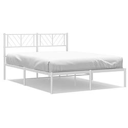 Foto van Vidaxl bedframe met hoofdbord metaal wit 150x200 cm