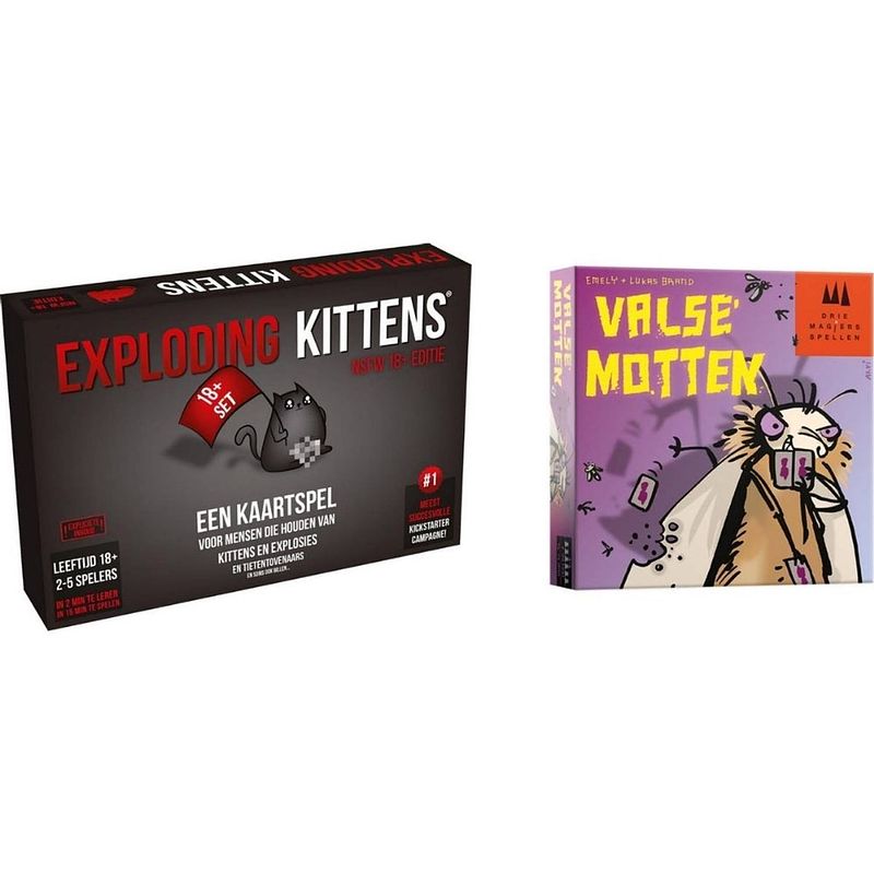 Foto van Spellenbundel - kaartspel - 2 stuks - exploding kittens nsfw (18+) & valse motten