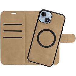 Foto van Just in case wallet case 2 in 1 magsafe voor apple iphone 15 telefoonhoesje bruin