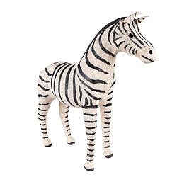 Foto van Clayre & eef beeld zebra 28 cm zwart wit papier ijzer textiel woonaccessoires beeld decoratie decoratieve accessoires