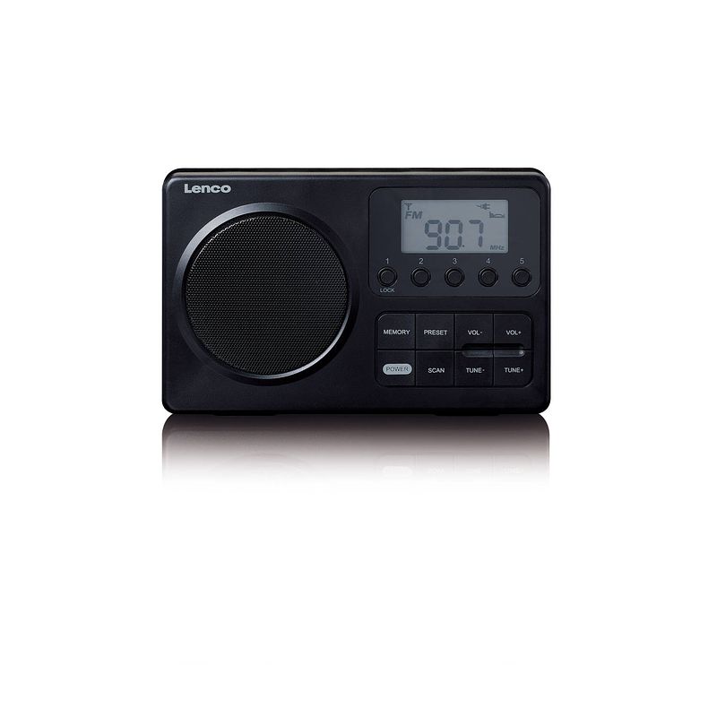 Foto van Compacte draagbare fm radio met lcd-scherm lenco zwart