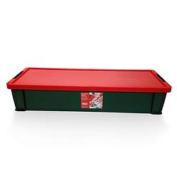 Foto van Kerst inpakpapier/cadeaupapier opbergbox groen/rood 81 x 28 x 16 cm - cadeaupapier
