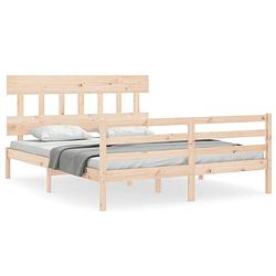 Foto van The living store bed grenenhouten - 205.5 x 155.5 x 81 cm - multiplex lattenbodem - king size - onbehandeld