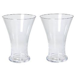 Foto van 2x bloemen boeket uitlopende vaas glas 30 cm - vazen
