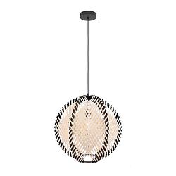 Foto van Eglo waverton hanglamp - e27 - ø 40 cm - zwart/wit - textiel