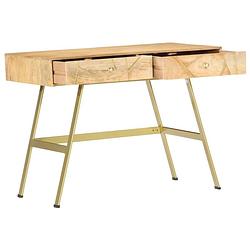 Foto van The living store schrijftafel industrieel - 100 x 55 x 75 cm - massief mangohout en staal