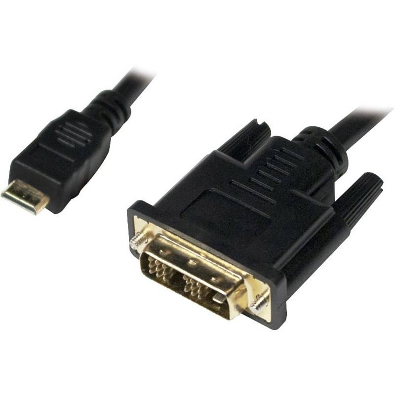 Foto van Logilink hdmi / dvi adapterkabel hdmi-mini-c stekker, dvi-d 18+1-polige stekker 2.00 m zwart chm004 hdmi-kabel