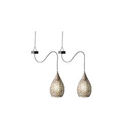 Foto van 2x stuks taupe solar tuinverlichting hanglamp ijzer 21 cm - buitenverlichting