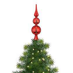 Foto van Inge christmas goodz kerstboom piek gedecoreerd - rood - glas - 31 cm - kerstboompieken