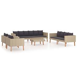 Foto van Vidaxl 5-delige loungeset met kussens poly rattan beige