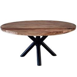 Foto van Livin24 industriële eettafel rond memphis mangohout ø150 cm.