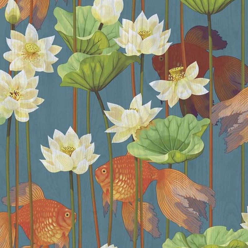 Foto van Dutch wallcoverings behang fish/flower blauw