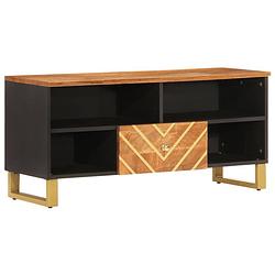 Foto van Vidaxl tv-meubel 100x33,5x46 cm massief mangohout bruin en zwart