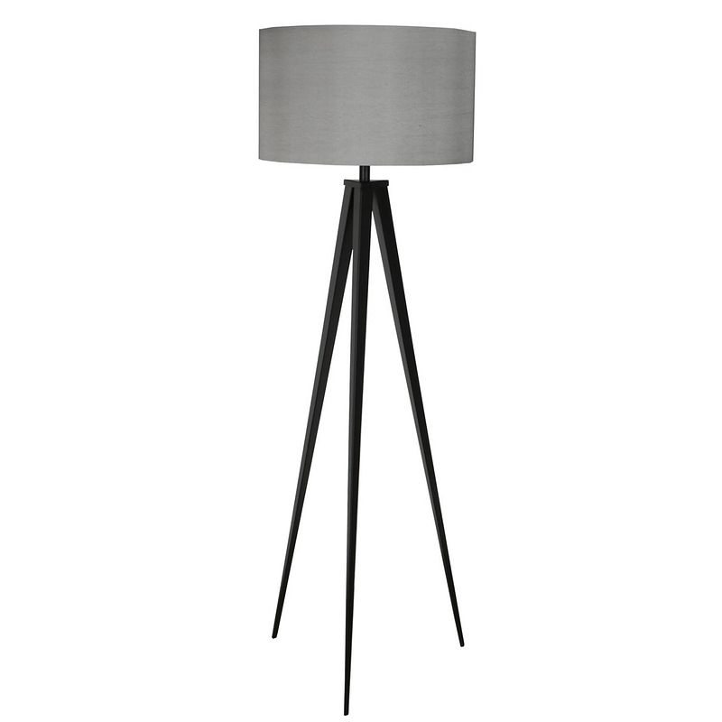 Foto van Zuiver vloerlamp tripod - h157 cm - zwart - grijze lampenkap