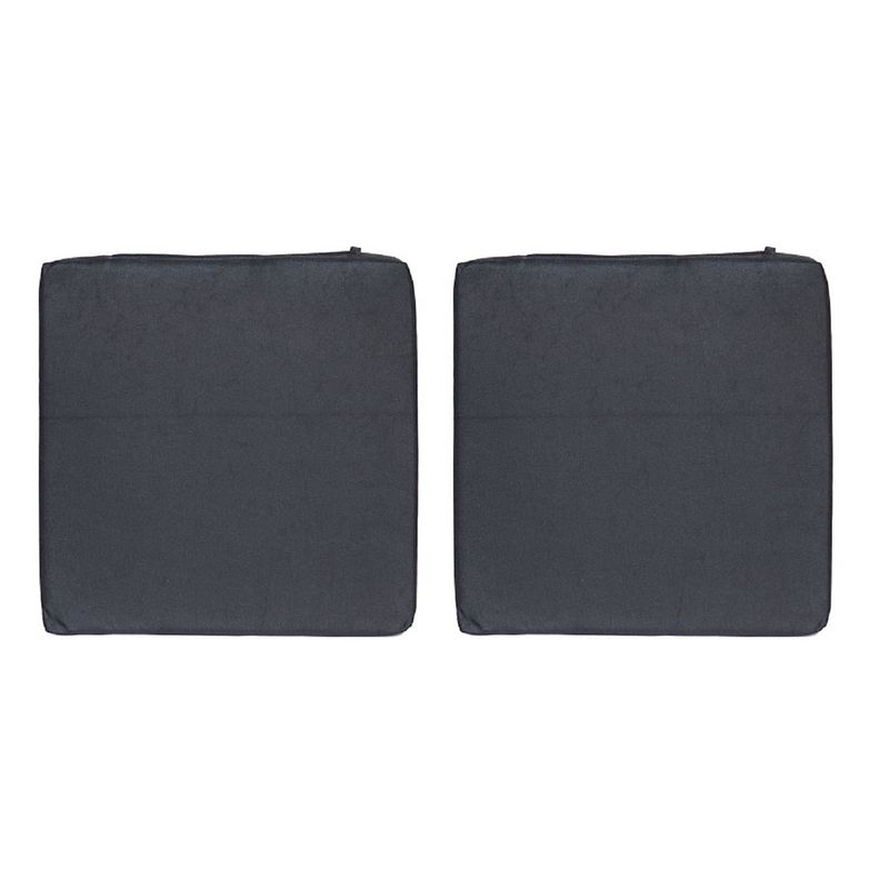 Foto van 2x stoelkussens voor binnen en buiten in de kleur zwart 40 x 40 cm tuinkussens voor buitenstoelen. - sierkussens