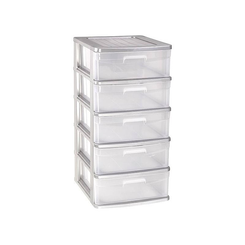 Foto van Ladeblok/bureau organizer met 5x lades grijs/transparant l40 x b39 x h81 cm - ladeblok