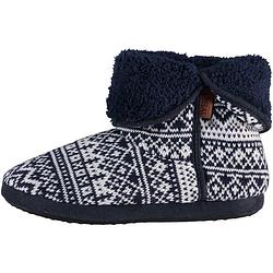 Foto van Hoge navy blauwe nordic patroon pantoffels/sloffen voor heren 45-46 - sloffen - kinderen