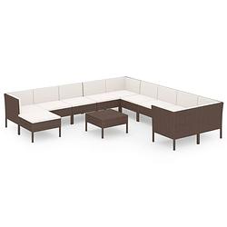 Foto van Vidaxl 12-delige loungeset met kussens poly rattan bruin