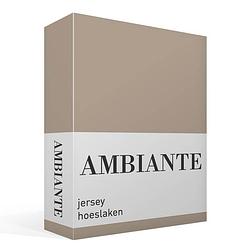 Foto van Ambiante jersey hoeslaken - 100% gebreide jersey katoen - lits-jumeaux (180x200 cm) - taupe