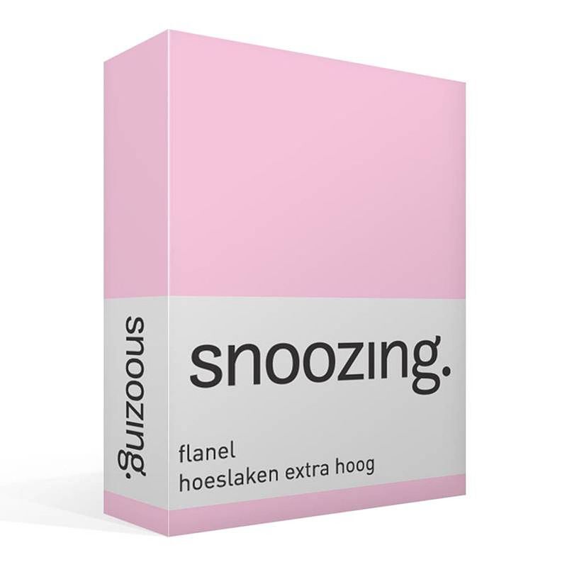 Foto van Snoozing - flanel - hoeslaken - extra hoog - 180x200 - roze