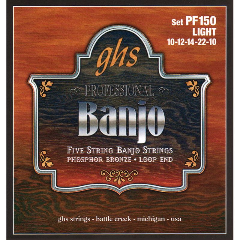 Foto van Ghs pf150 phosphor bronze 5-string light snarenset banjo