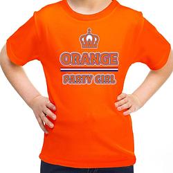 Foto van Oranje koningsdag t-shirt - orange party girl - voor meisjes 158-164 (xl) - feestshirts