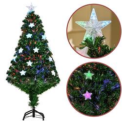 Foto van Christmasgoodz - kunstkerstboom met glasvezel verlichting en kerststerren - kerstboom - kerst - led - 120 cm
