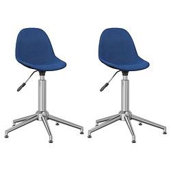 Foto van The living store draaibare eetstoelen - blauw - stof - 43x45x(72.5-97.5) cm - gasveermechanisme