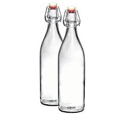 Foto van 2x limonadeflessen/waterflessen transparant 1 liter rond - weckpotten