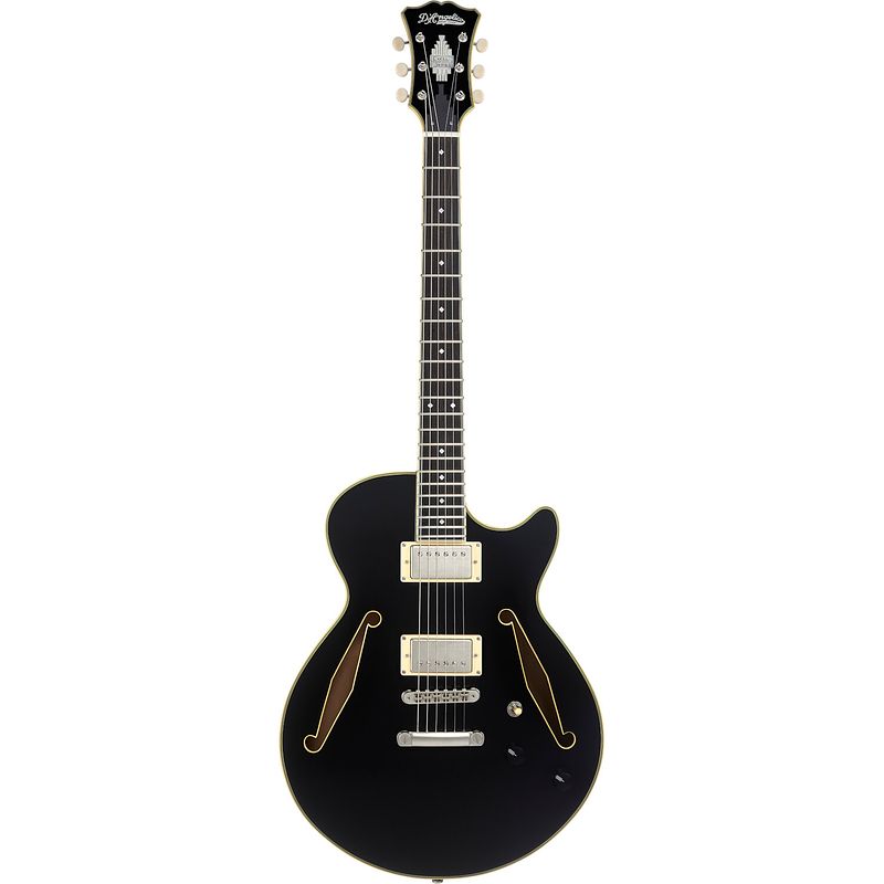 Foto van D'sangelico excel ss tour solid black semi-akoestische gitaar met gigbag