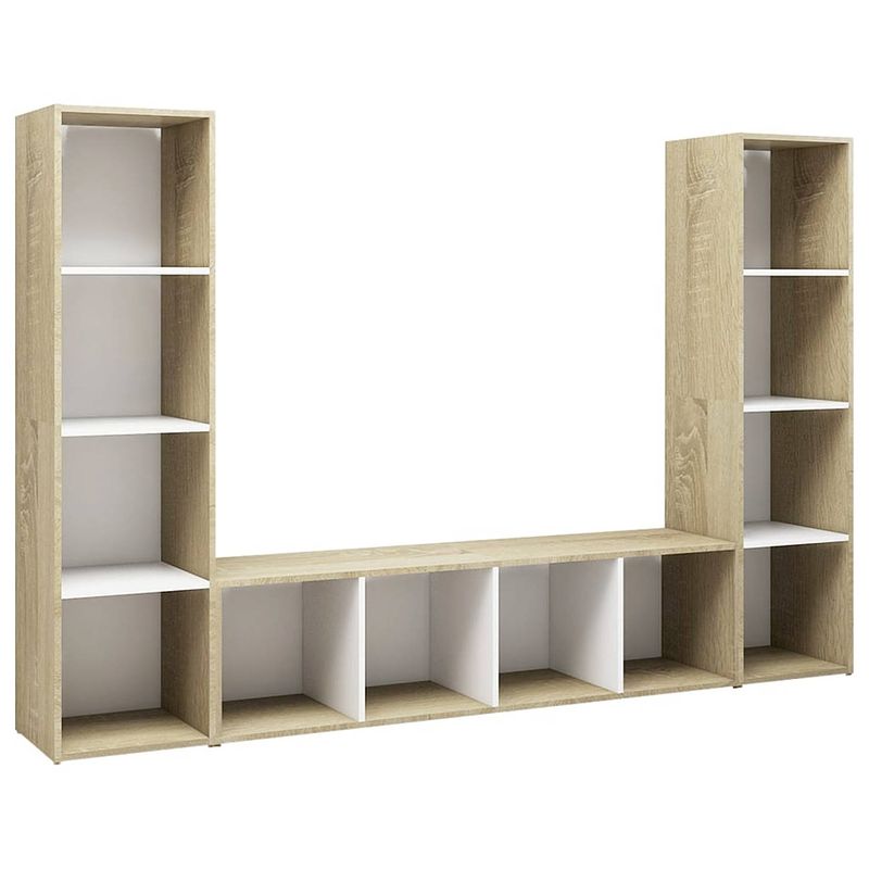 Foto van Vidaxl tv-meubelen 3 st 142,5x35x36,5 cm spaanplaat wit sonoma eiken