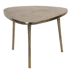 Foto van Clayre & eef bijzettafel 77*77*54 cm goudkleurig aluminium driehoek side table tafeltje goudkleurig side table tafeltje