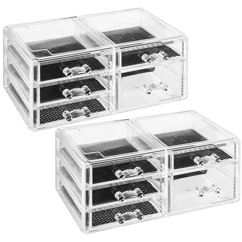 Foto van 2x stuks sieraden/make-up organizer 5 lades rechthoek 24 x 11 cm van kunststof - make-up dozen