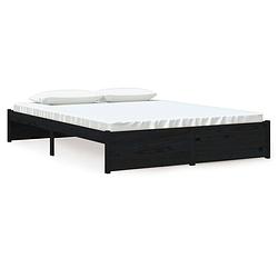 Foto van Vidaxl bedframe massief hout zwart 150x200 cm 5ft king size