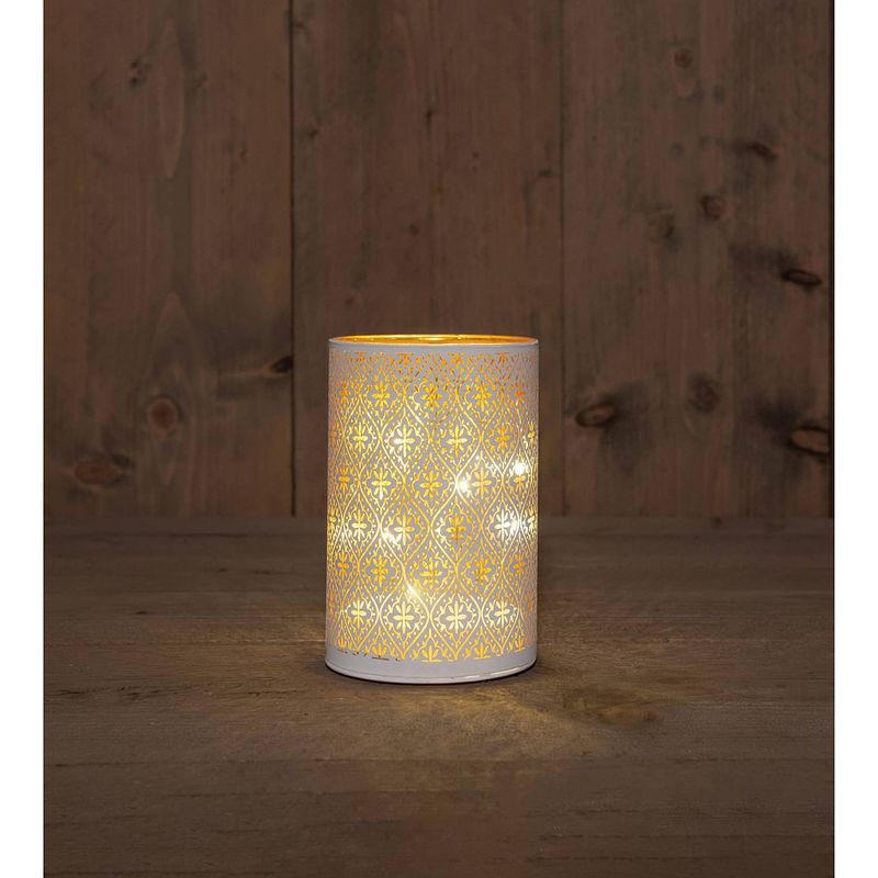 Foto van Anna'ss collection - b.o.t. cylinder glass baroque matt white 10x15 cm 8led