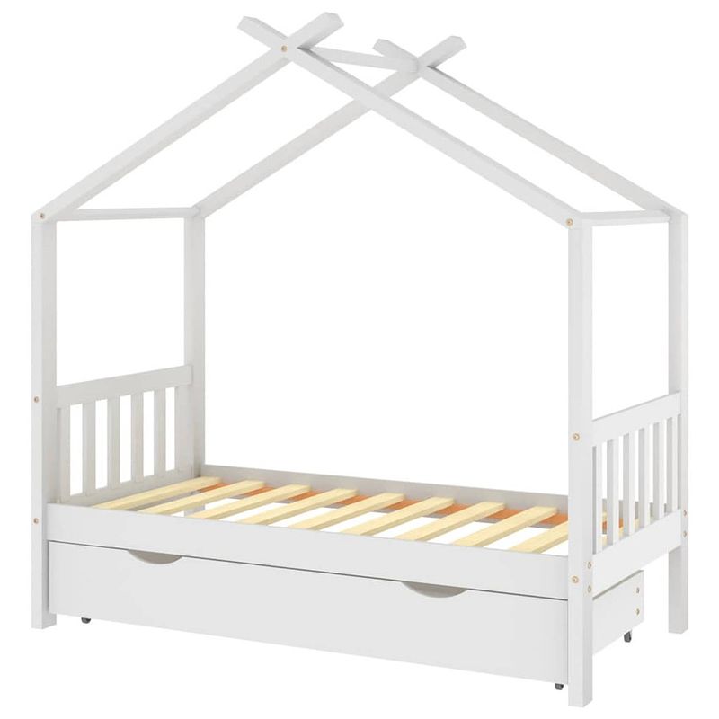 Foto van Vidaxl kinderbedframe met lade massief grenenhout wit 80x160 cm