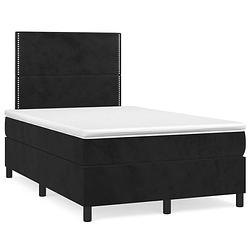 Foto van The living store boxspringbed - zacht fluweel - bed - 203x120x118/128 cm - zwart