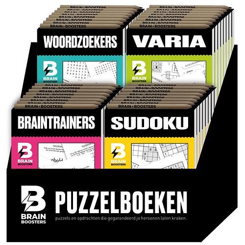 Foto van Display brainbooster puzzelboeken 4 x 8 ex. - pakket (9789464325539)