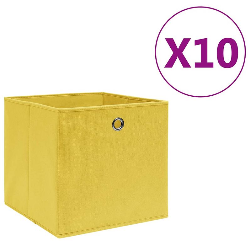 Foto van Vidaxl opbergboxen 10 st 28x28x28 cm nonwoven stof geel