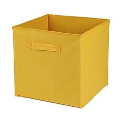 Foto van Urban living opbergmand/kastmand square box - karton/kunststof - 29 liter - geel - 31 x 31 x 31 cm - opbergmanden