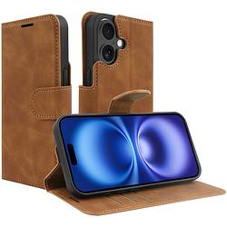 Foto van Just in case premium wallet case voor apple iphone 16 telefoonhoesje bruin