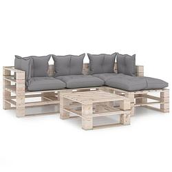 Foto van Vidaxl 5-delige loungeset met kussens pallet grenenhout