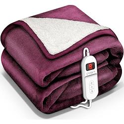 Foto van Sinnlein- elektrische deken met automatische uitschakeling, rood, 180x130 cm, warmtedeken met 9 temperatuurniveaus, k...