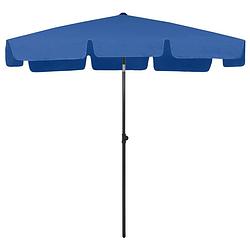 Foto van The living store strandparasol - azuurblauw - polyester - 180-245 cm - weer- en uv-bestendig - kantelend - 200x125 cm